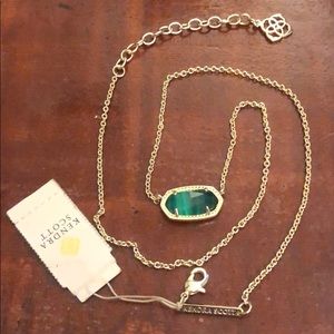 NWT Kendra Scott Elisa In Emerald Cats Eye